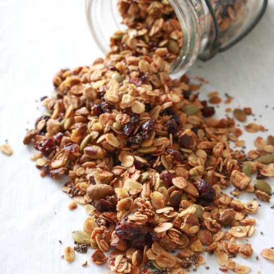 Pistachio Cranberry Granola - Recipe photo by The Nutrition Adventure
