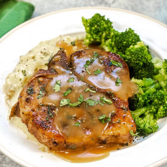 Instant Pot Smothered Pork Chops - Recipe photo by Flavor Mosaic