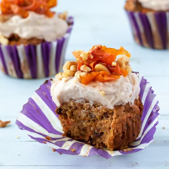 Carrot Cake Muffins w/ Creamy Frost - Recipe photo by The Plant Riot