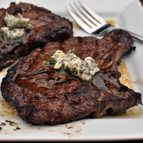 Marinated Herb Butter T Bone Steaks - Recipe photo by Small Town Woman