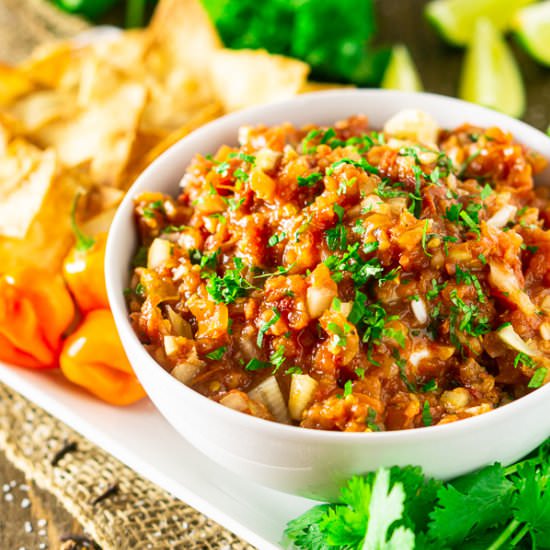 Jamaican Jerk Salsa - Recipe photo by Burrata and Bubbles