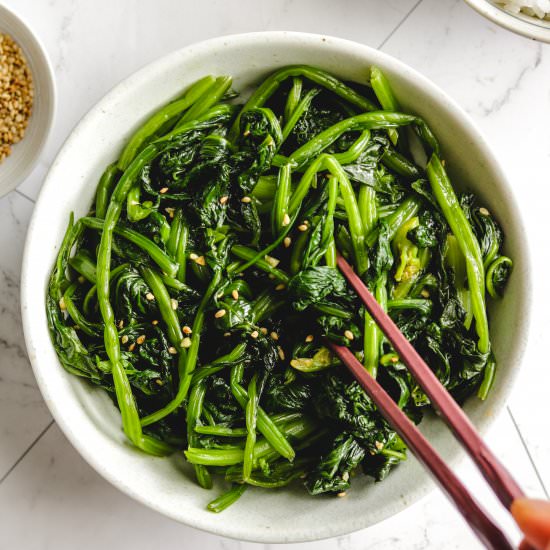 korean spinach side dish - Recipe photo by okonomi kitchen