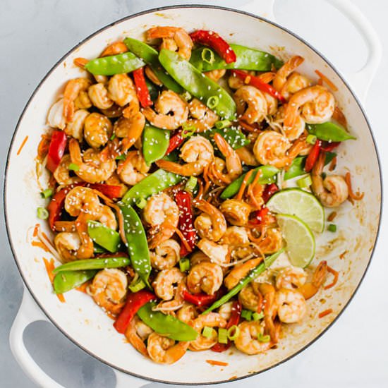 Miso Glazed Shrimp Stir Fry - Recipe photo by AimeeMarsLiving