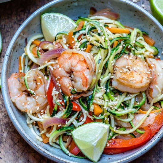 Garlic Shrimp And Zucchini Noodles - Recipe photo by Blondelish.com