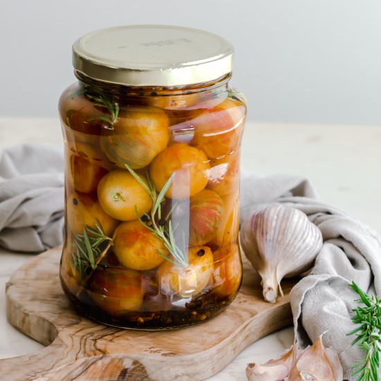 Easy Pickled Cherry Tomatoes - Recipe photo by SweetCayenne