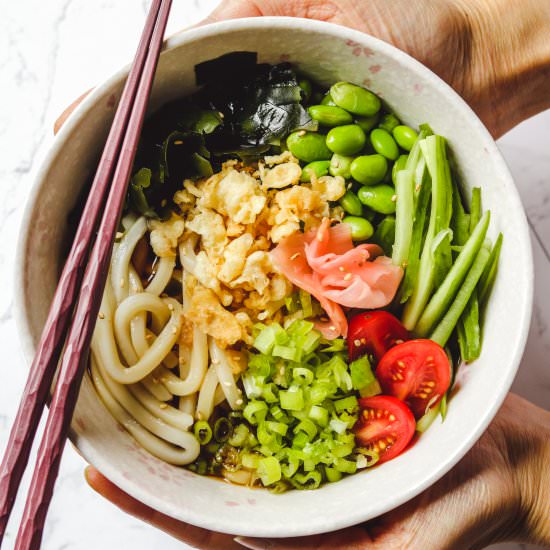 cold japanese udon noodle soup - Recipe photo by okonomi kitchen