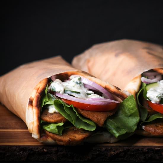 Vegan Seitan Gyro with Tzatziki - Recipe photo by Liv Vegan Strong