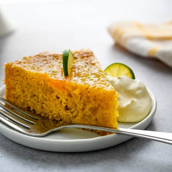 Moist Mango Lime Cornmeal Cake - Recipe photo by garlic and zest
