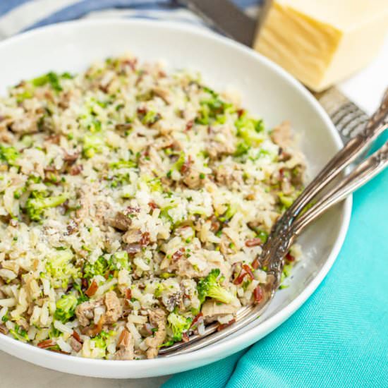 Wild rice turkey sausage & broccoli - Recipe photo by Family Food on the Table