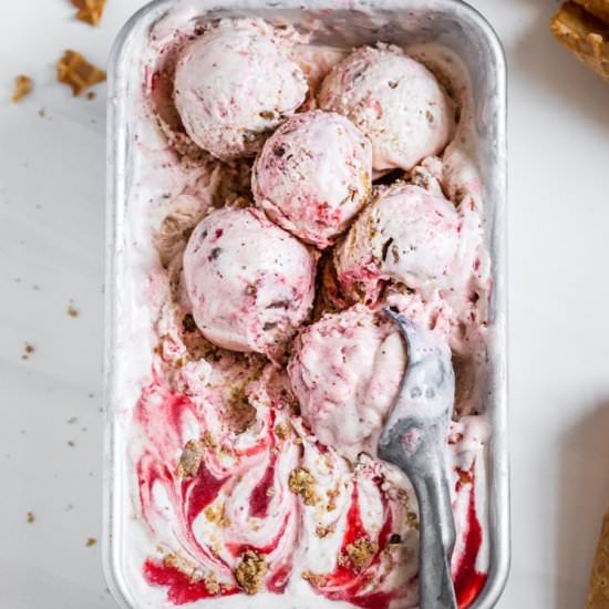 Strawberry Crumble Ice Cream - Recipe photo by mikebakesnyc