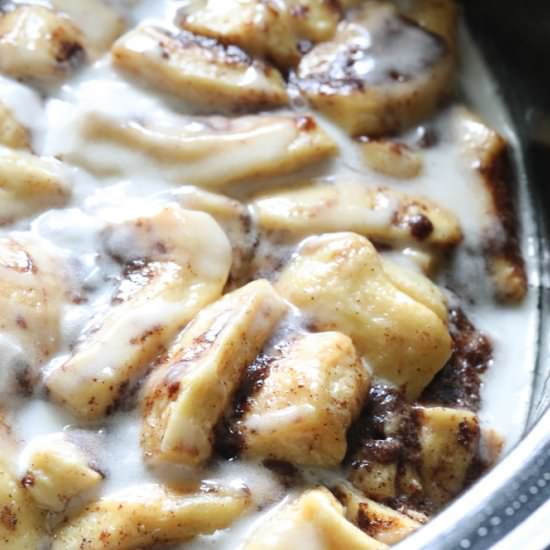 Crock Pot Cinnamon Roll Casserole - Recipe photo by DailyAppetite
