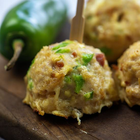 JALAPENO POPPER MEATBALLS - Recipe photo by ThatLowCarbLife