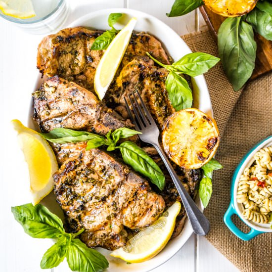 Lemon Basil Freezer Meal Pork Chops - Recipe photo by TheDeliciousSpoon