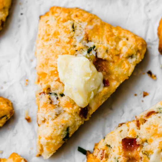 Bacon Cheddar Chive Scones - Recipe photo by bluebowlrecipes
