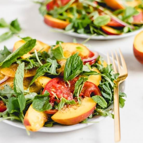 Heirloom Tomato and Peach Salad - Recipe photo by paleoinpdx