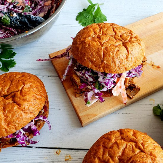 Jerk BBQ Pulled Jackfruit Sandwich - Recipe photo by letstalkvegan.today