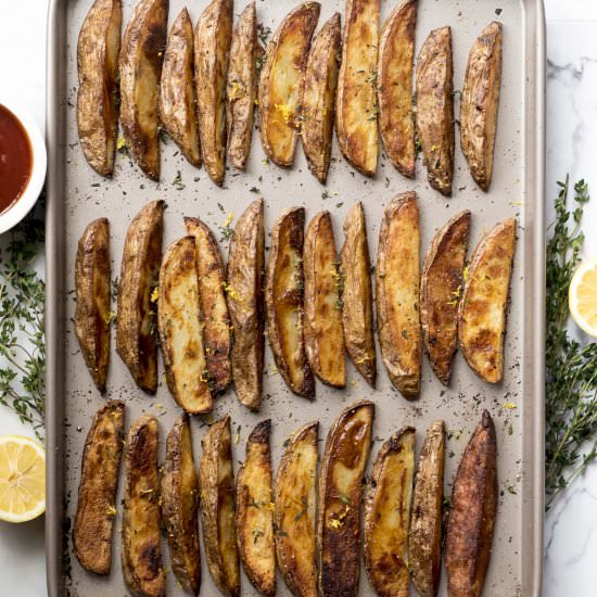 Lemon Thyme Potato Wedges - Recipe photo by Whisk in Wellness