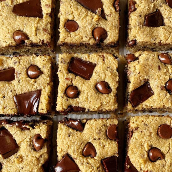 Chocolate Chunk Keto Blondies - Recipe photo by Donut Worry Be Healthy