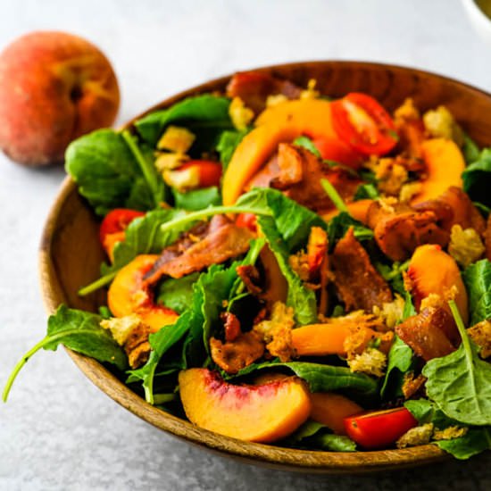 Juicy Peach and Baby Kale Salad - Recipe photo by garlic and zest