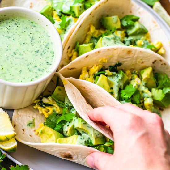 Green goddess breakfast tacos - Recipe photo by ltully
