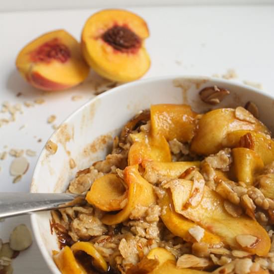 Oatmeal with Glazed Peaches - Recipe photo by thebakersalmanac