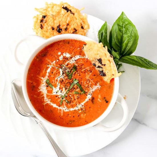 Creamy Tomato and Basil Soup - Recipe photo by seekinggoodeats