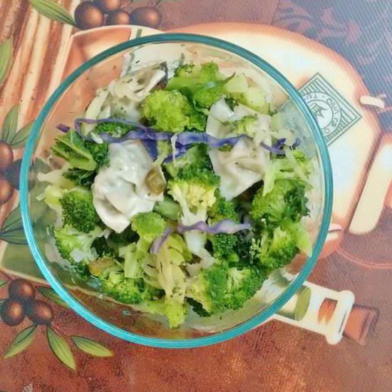 Veggies & Wonton Dumplings Salad - Recipe photo by escapetofood