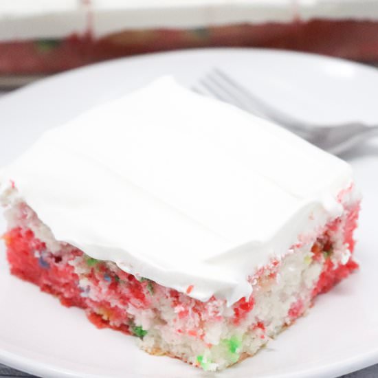 Skinny Funfetti Poke Cake - Recipe photo by simplylowcal