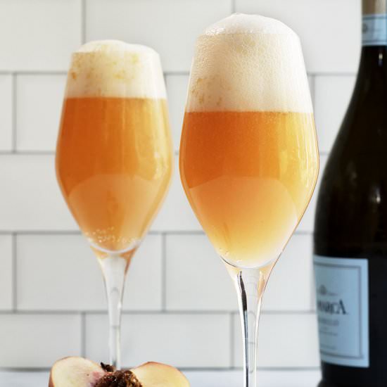Peach Bellini Recipe - Recipe photo by PinchandSwirl