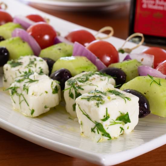 Greek Salad Skewers - Recipe photo by For the Love of Cooking