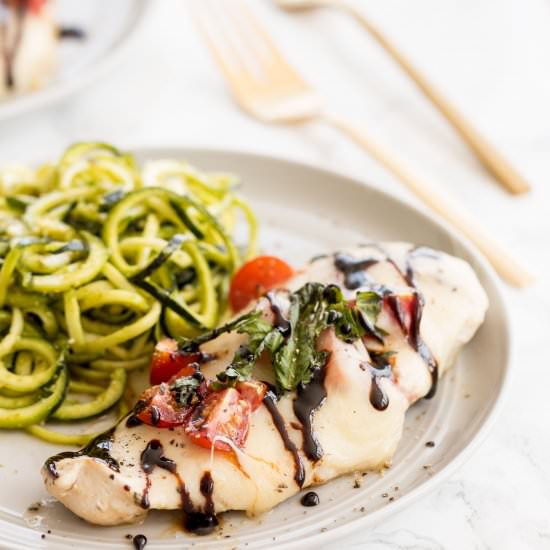 Chicken Caprese with Pesto Zoodles - Recipe photo by Inspiralized