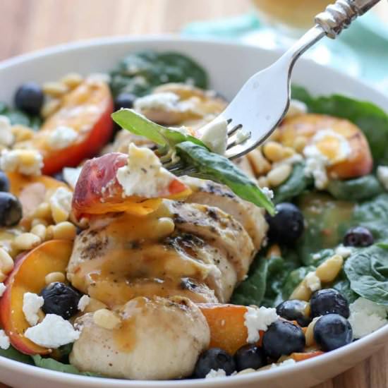 Grilled Peach Chicken Salad - Recipe photo by KrazyKitchenMom