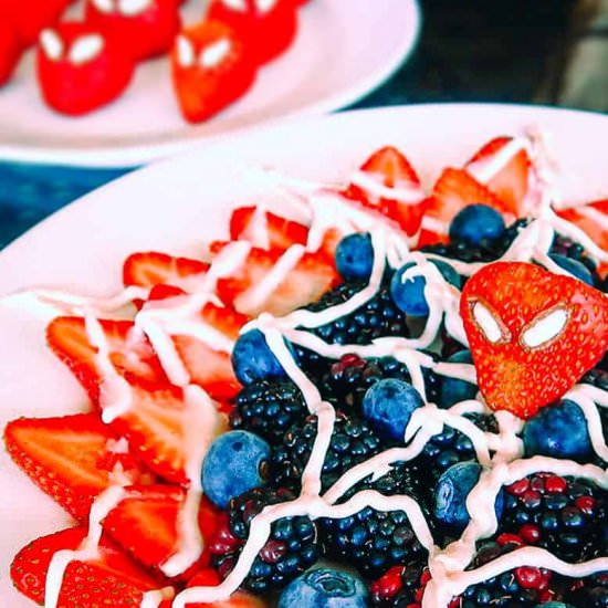 Spiderman Web Berry Dessert - Recipe photo by SundaySupper