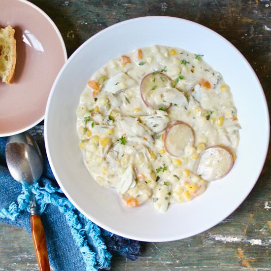 Crab Corn Chowder - Recipe photo by the good eats co