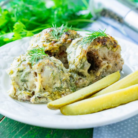 Baked Pollock with Sour Cream Sauce - Recipe photo by niftyrecipe