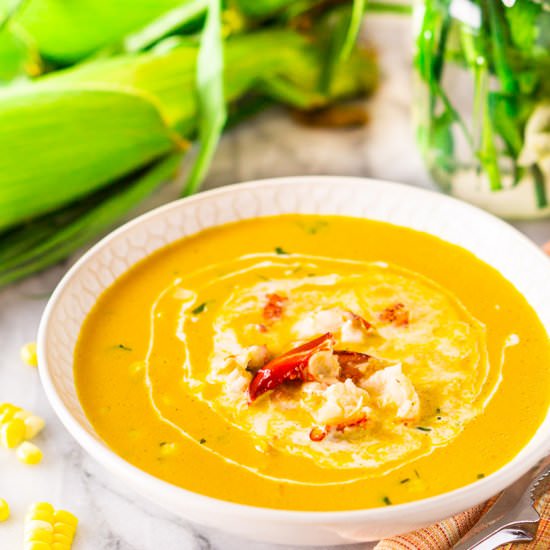 Summer Lobster and Corn Chowder - Recipe photo by Burrata and Bubbles