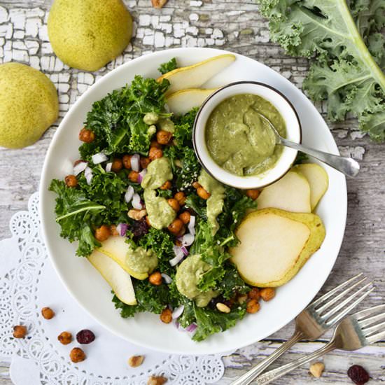 Kale Salad With Avocado Dressing - Recipe photo by Woman in Real Life