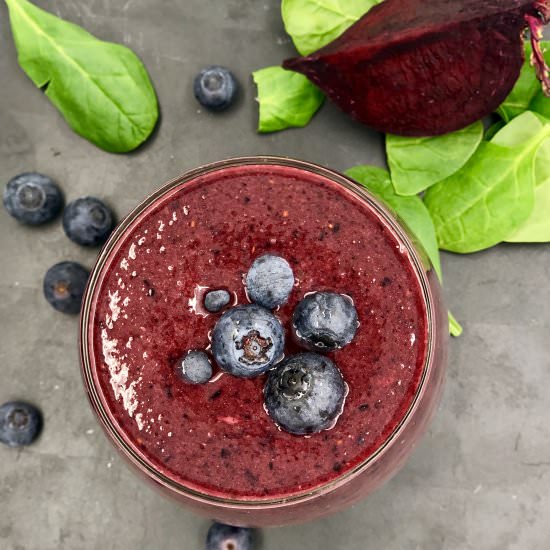 Beet Blueberry Vegan Smoothie - Recipe photo by JustBeetIt