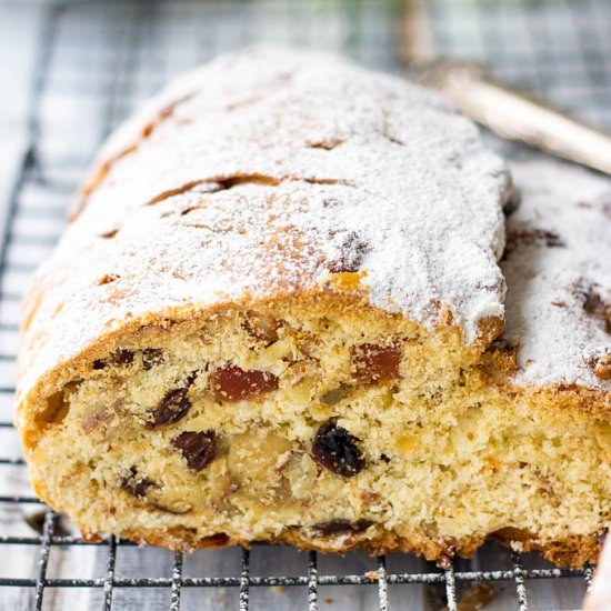 Stollen (German Christmas Cake) - Recipe photo by lavenderandmacarons