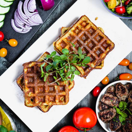 Falafel Waffles - Recipe photo by CookingandCussing