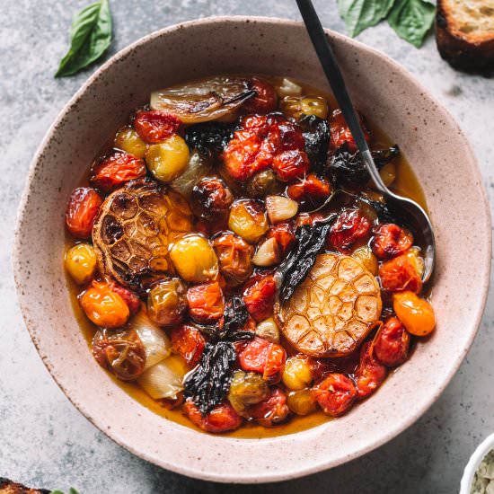 cherry tomato confit - Recipe photo by wellseasonedstudio