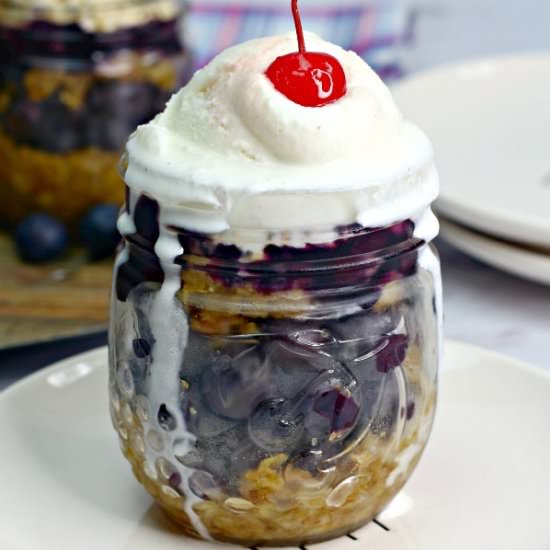 Blueberry Crumble Baked In A Jar - Recipe photo by Skinny Sweets
