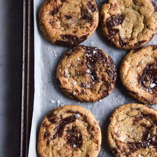 Brown butter GF choc chip cookies - Recipe photo by georgeats