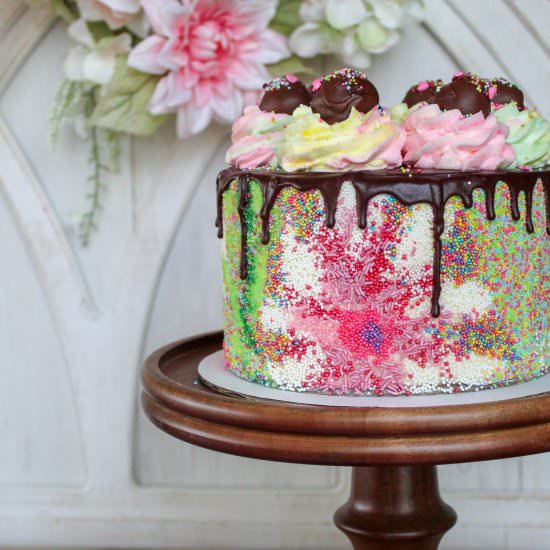 sprinkle drip cake - Recipe photo by Recipesinspiredbymom