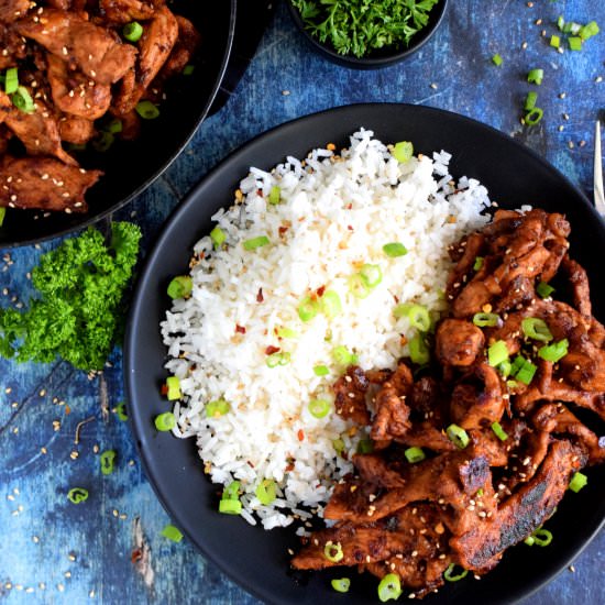Quick Fry Marinated Pork with Rice - Recipe photo by byronethomas
