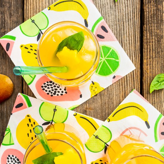 Mango and Basil Fizz Mocktail - Recipe photo by jodiloves
