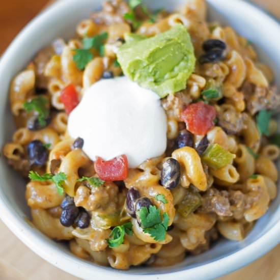 Easy One Pot Taco Mac & Cheese - Recipe photo by The Kitchen Wife