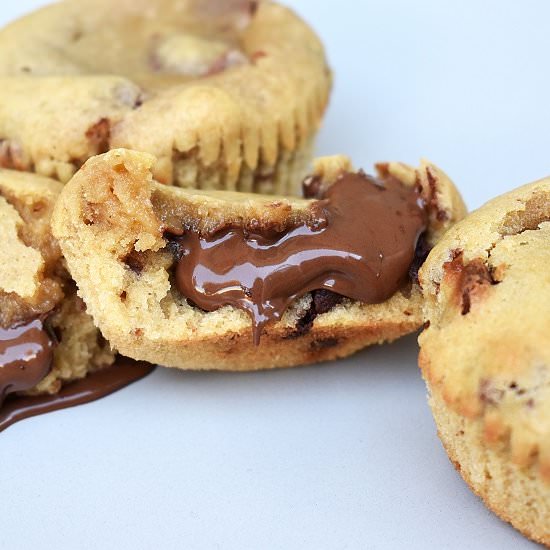 Nutella Stuffed Blondie Cups - Recipe photo by lightscamerabake