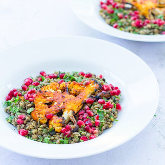 Harissa Cauliflower Steaks &Lentils - Recipe photo by easypeasyfoodie