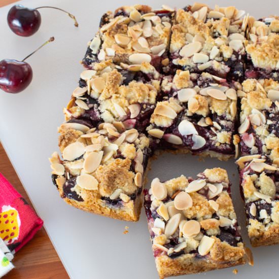 Sweet Cherry Almond Bars - Recipe photo by For the Love of Cooking